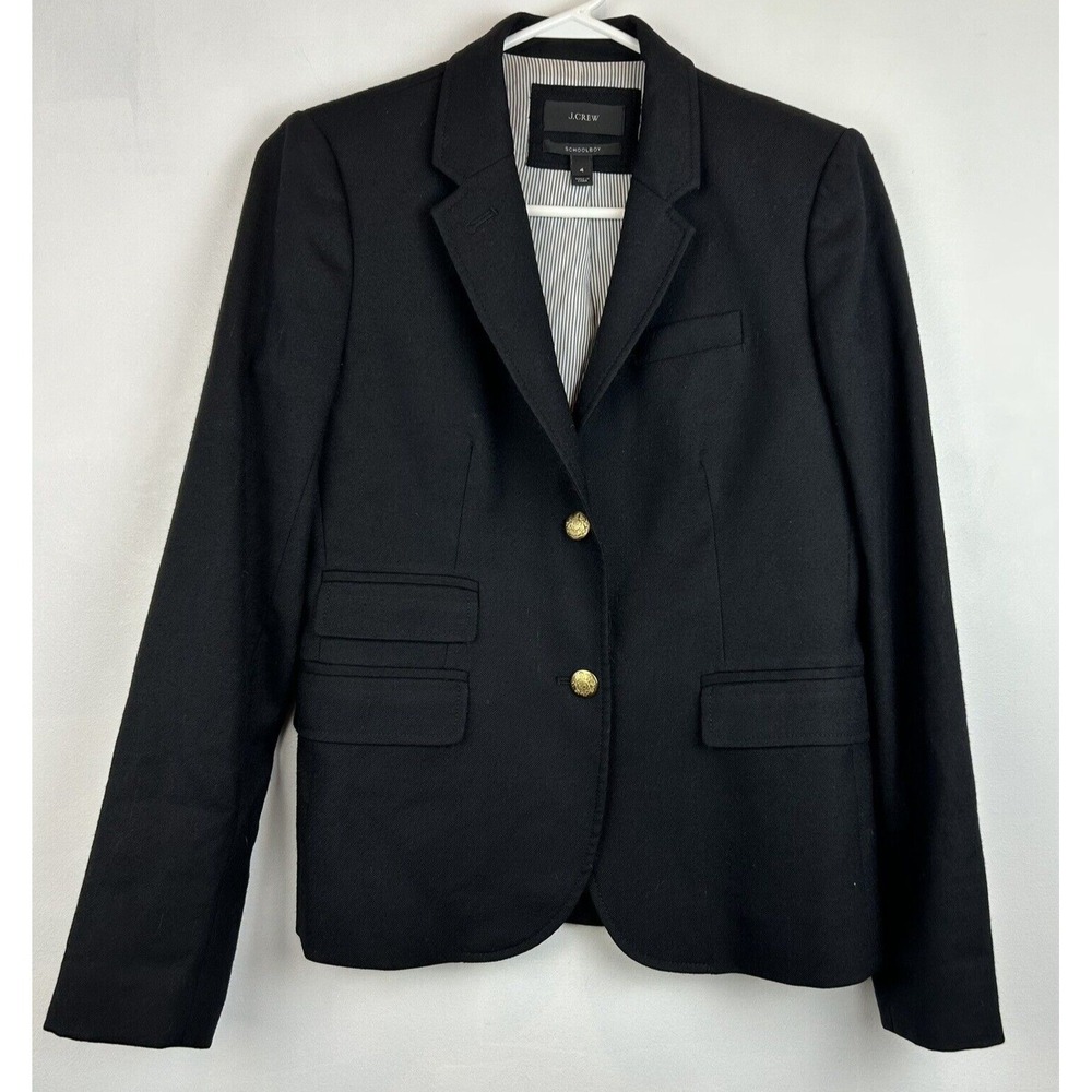 J Crew Blazer Womens 4 Black Schoolboy Gold Buttons Jacket Preppy Academia
